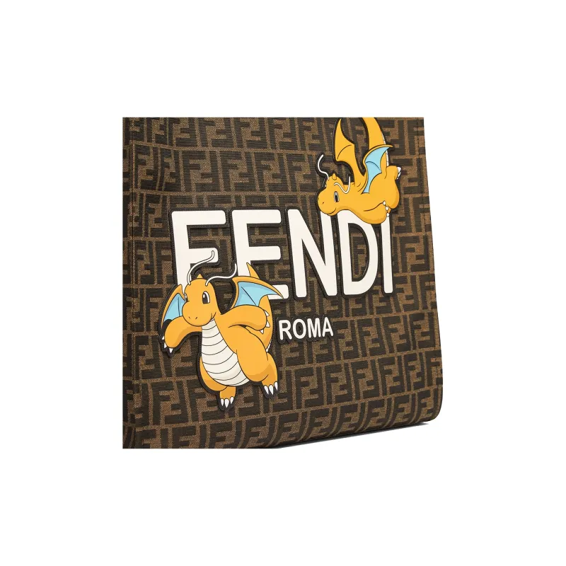 FENDI Pokémon X FRGMT Collaboration Cow Leather Tote Bag Shopping Bag Handbag Women's Yellow-4