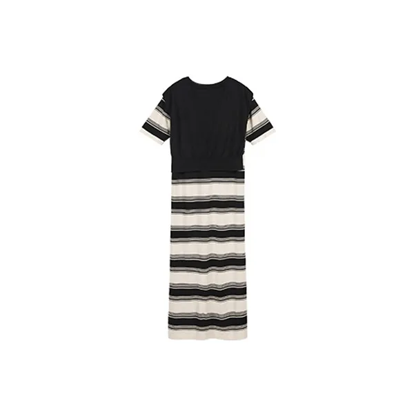 Hotwind Short Sleeved Dress Women's Black White-1