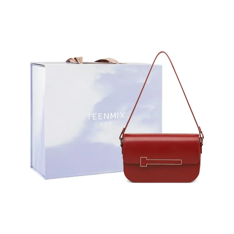Teenmix Cow Leather Tofu Bag Small Square Bag Underarm Crossbody Bag, Shoulder Bag Regular Women's Brown/Black/Red-11