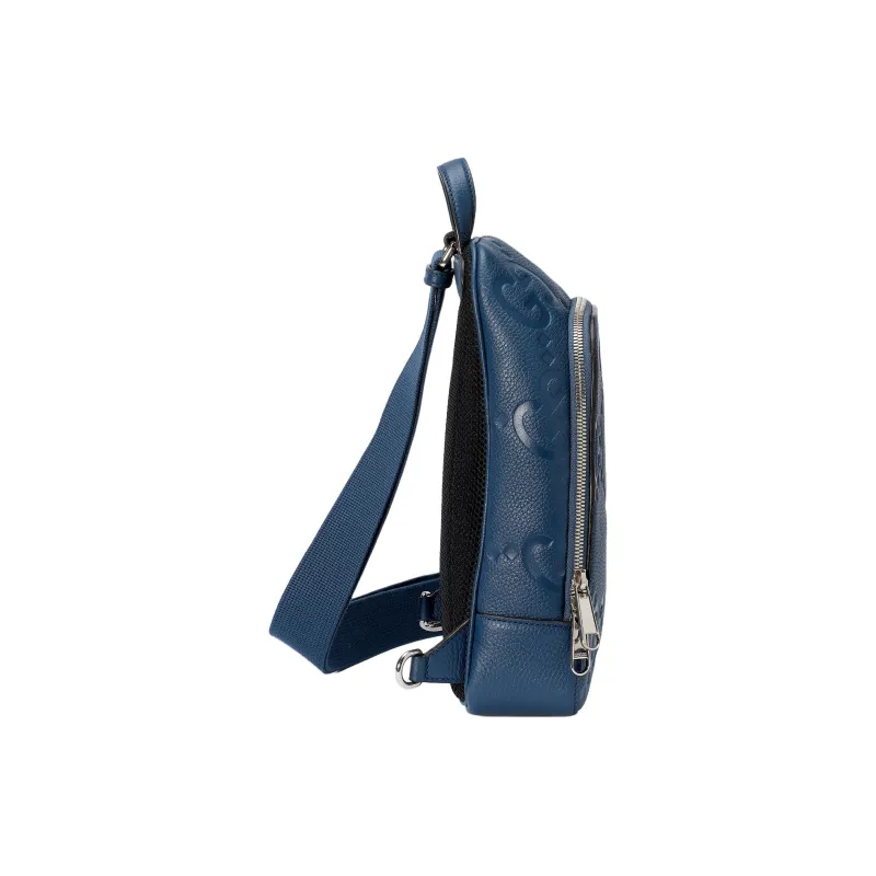 GUCCI Leather Shoulder Bag Crossbody Bag Large Size Men's Blue-2