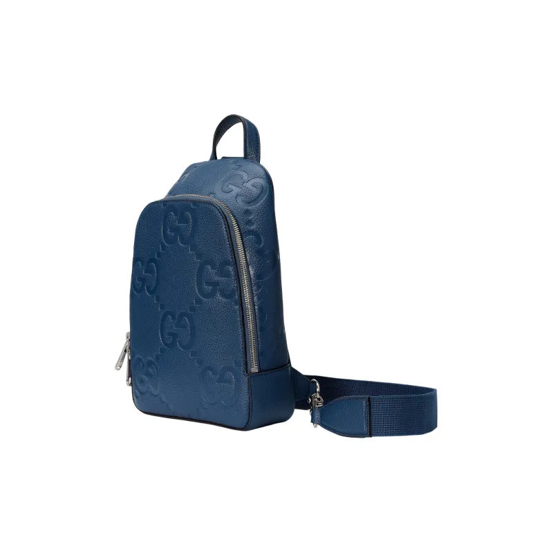 GUCCI Leather Shoulder Bag Crossbody Bag Large Size Men's Blue-1