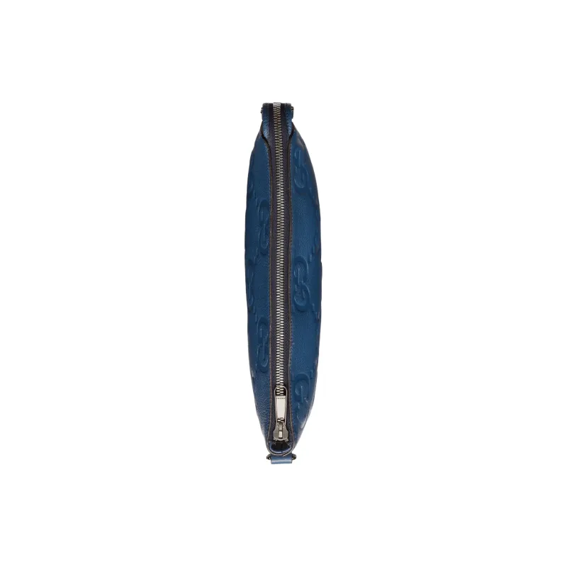 GUCCI Leather Messenger Bag Clutches Medium Size Men's Blue-7