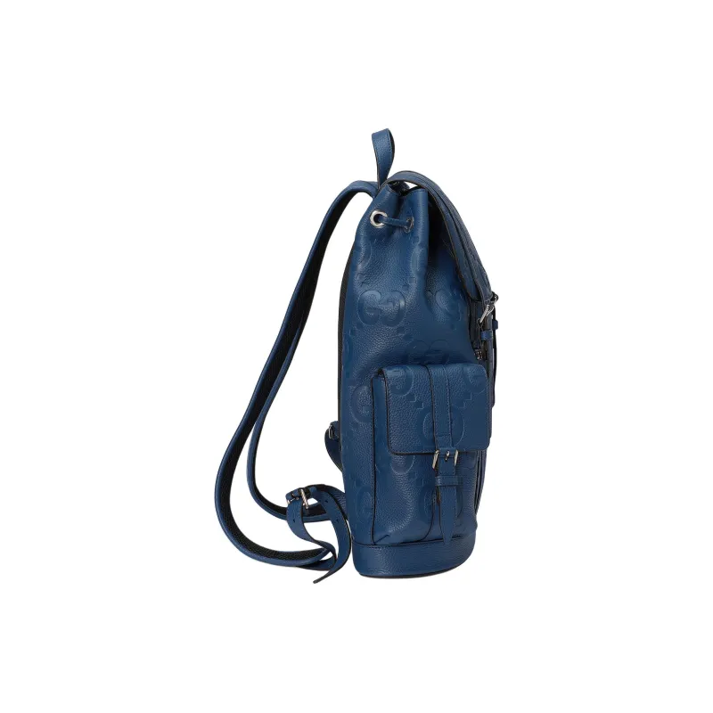 GUCCI Leather Backpack Large Size Men's Blue-2