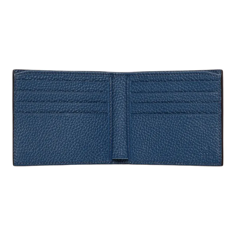 GUCCI Leather Wallet Large Size Men's Blue-3