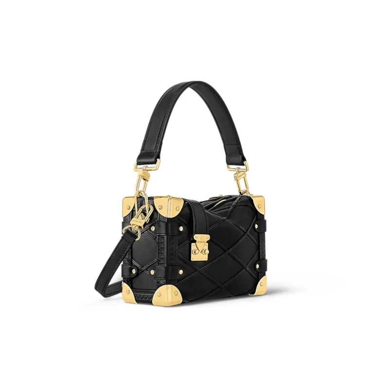 LOUIS VUITTON Lambskin Soft Box One Shoulder Bag, Crossbody Bag, Handbag Trumpets Women's Black-1