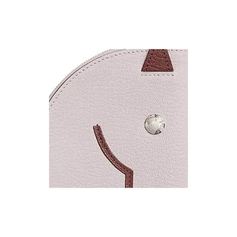 HERMES Mysore Goat Skin Wallets Coin Purses Women's Light Purple Red Multicolor-2