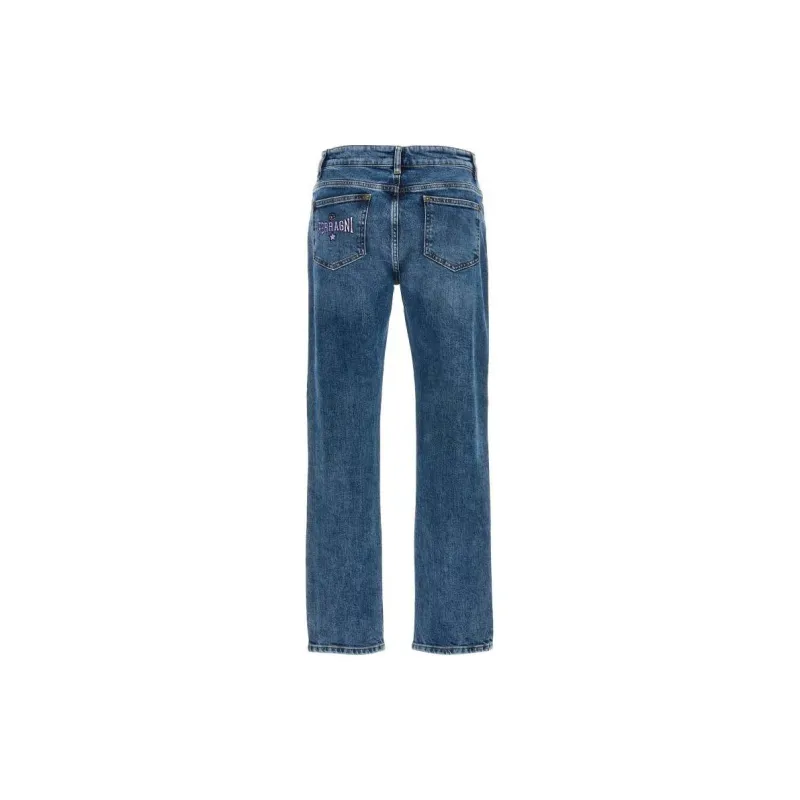 CHIARA FERRAGNI Logo Embroidered Straight Leg Jeans-1