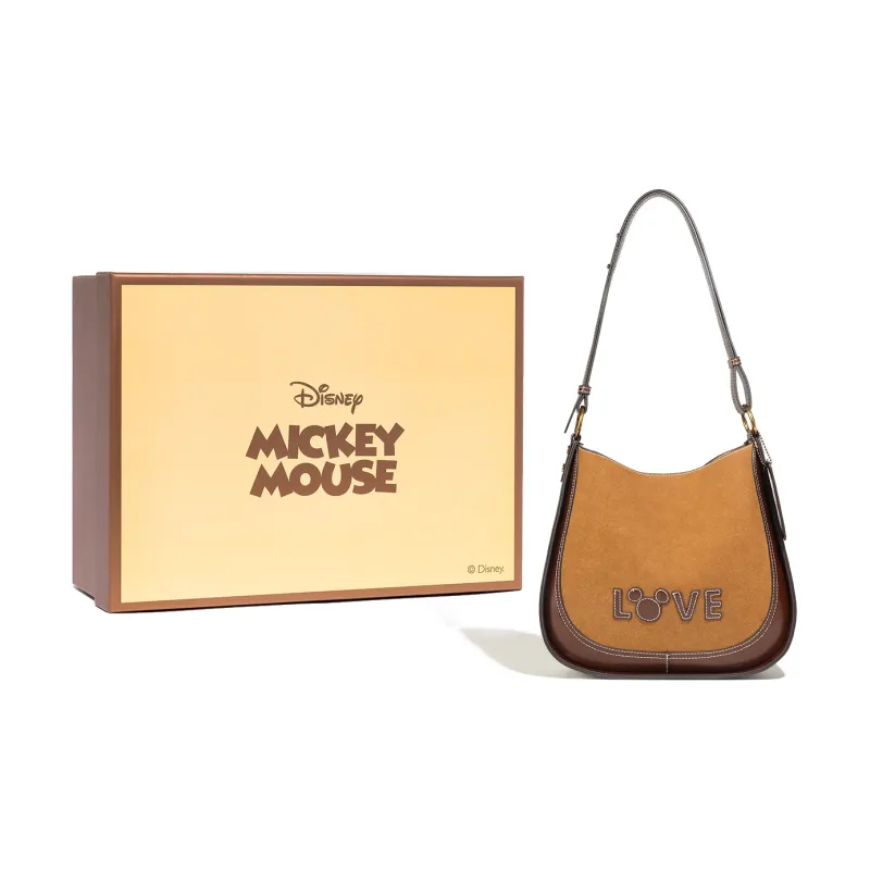 Disney Mickey Series PU Shoulder Bag, Tote Bag, Shopping Bag, Crossbody Bag, Shoulder Bag Large Size Women's Brown-1