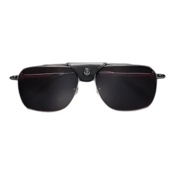 Moncler Zinc-Plated Metal Zinc-Plated Machined Metal Aviator Sunglasses Men's Silver