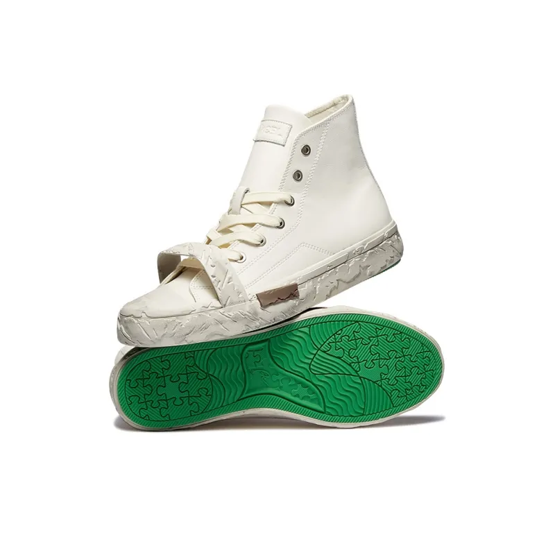 WCBL Non-Trendy Anti-Slip And Wear-Resistant Height Increasing Coverage High-Top Casual Shoes Unisex Hemp White-5