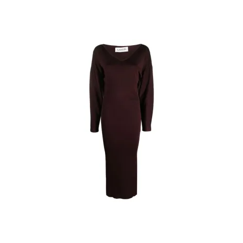 Lanvin Long-Sleeved Dresses Women's Eggplant Purple