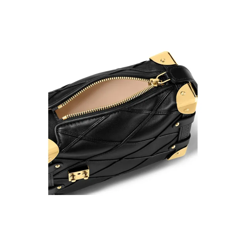 LOUIS VUITTON Lambskin Soft Box One Shoulder Bag, Crossbody Bag, Handbag Trumpets Women's Black-4
