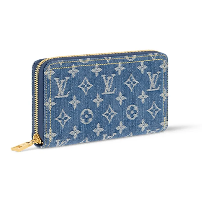 LOUIS VUITTON Zippy Wallet Monogram Blue Denim-1