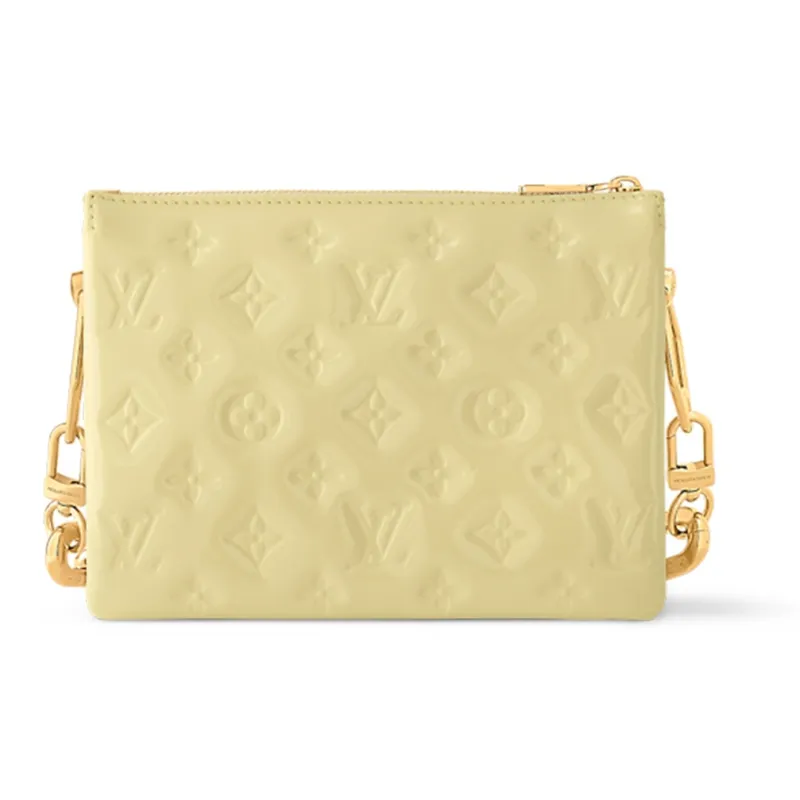 LOUIS VUITTON Coussin Leather Shoulder Bag, Crossbody Bag Trumpets Women's Light Yellow-2