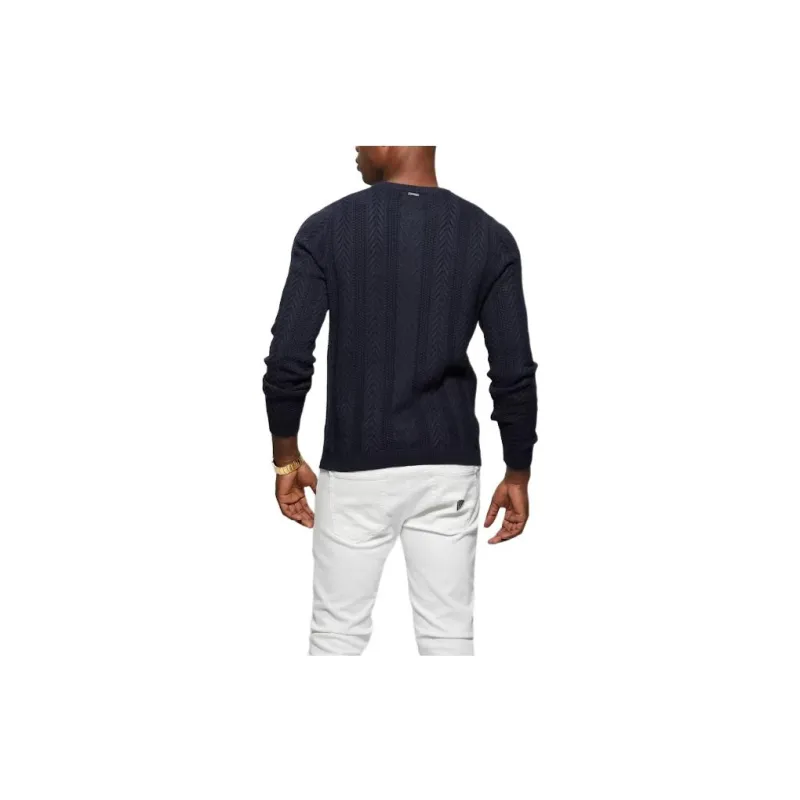 GUESS Eco Ethan Cable Knit Sweater Sweater Men's Marine Blue-1