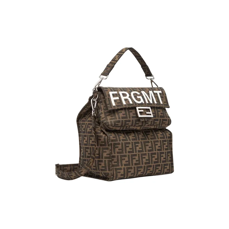 FENDI FRGMT Junya Ito Collaboration Baguette Polyester Handbag Shoulder Bag Men's Brown-2
