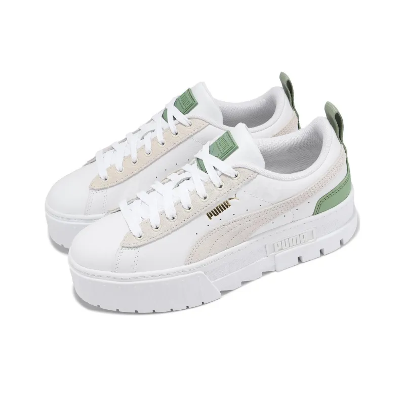 PUMA Mayze Slip-Resistant Cushioning Wear-Resistant Low-Top Skateboard Shoes Women's White Green-2