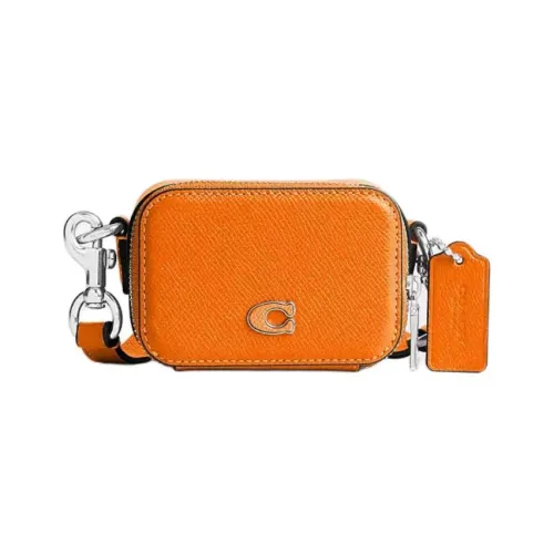 COACH Crossbody Cross-Stitch Leather Camera Bag Shoulder Bag Crossbody Bag Mini Men's Orange