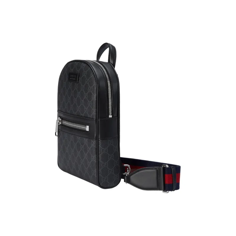 GUCCI Canvas With Leather Handbag, Shoulder Bag, Crossbody Bag Men's Black-5