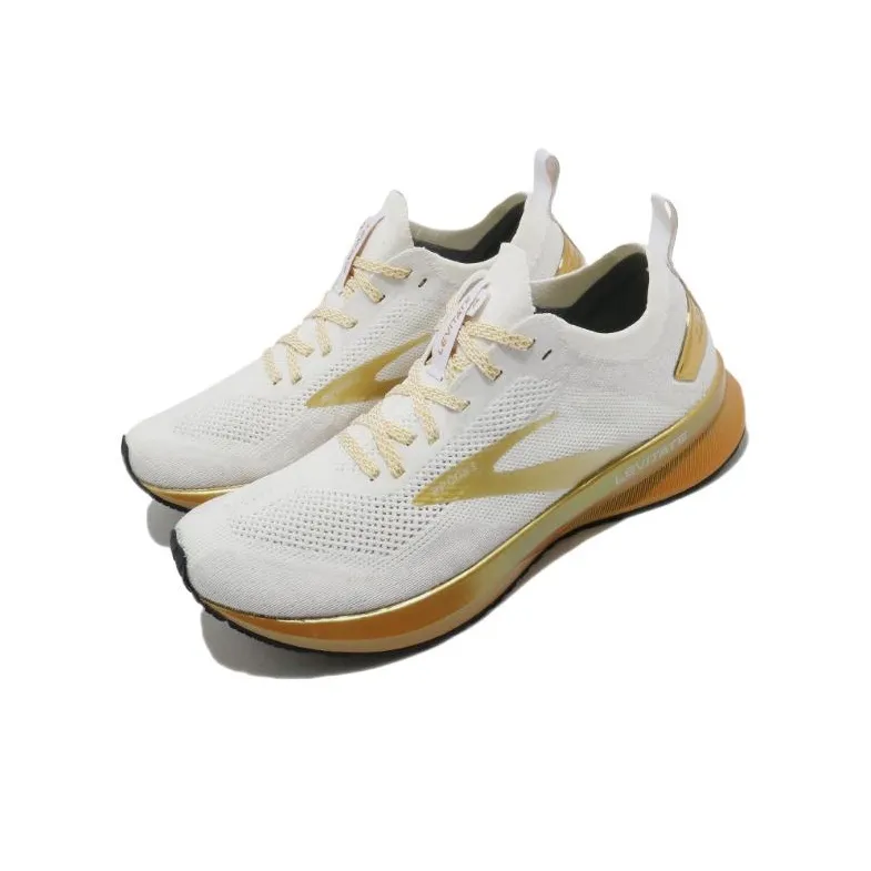 Brooks Levitate 4 Cushioning Wear-Resistant Low-Top Running Shoes Women's White Gold-2