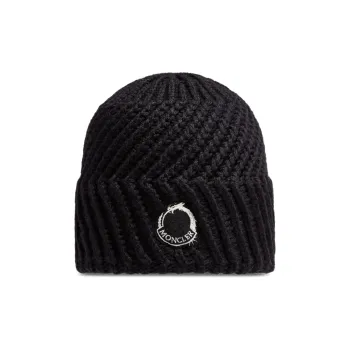 Moncler Wool Polyamide Knit Scarves Men's Black