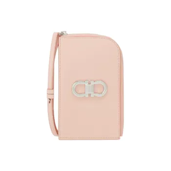 FERRAGAMO GANCINI Cow Leather Cell Phone Pouch, Shoulder Bag, Crossbody Bag, Wallet Women's Light Pink Red