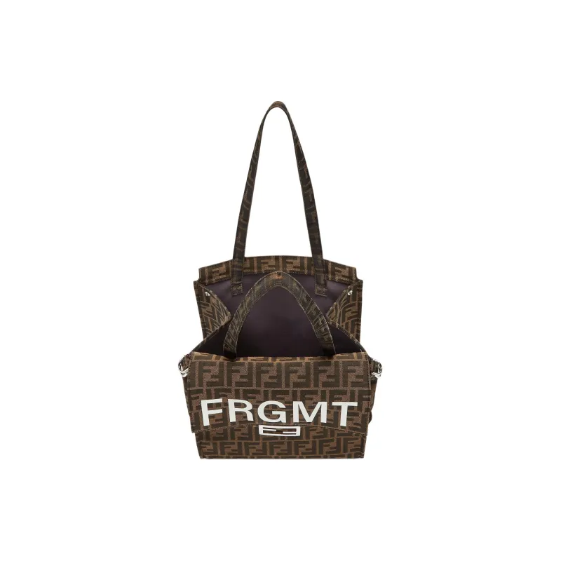 FENDI FRGMT Junya Ito Collaboration Baguette Polyester Handbag Shoulder Bag Men's Brown-4