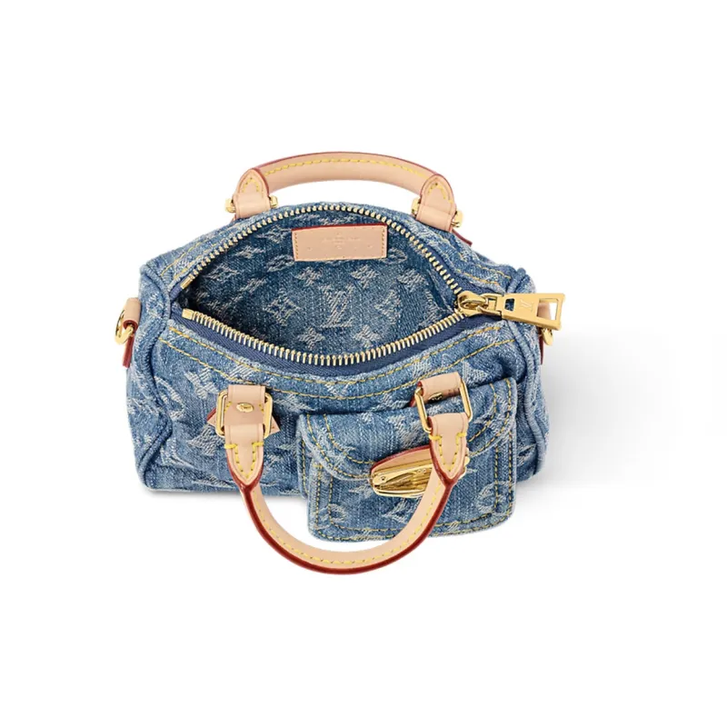 LOUIS VUITTON Nano Speedy Monogram Denim Blue-3