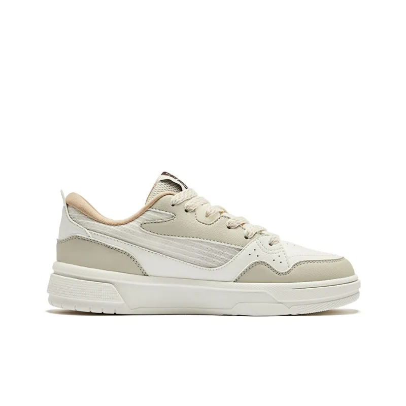 Erke Snow Pear Durable Breathable Low-Top Skateboard Shoes Women's Microcrystal White Float Stone Gray-1
