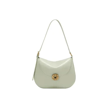 Simedin Cow Leather Saddle Bag Shoulder Bag Crossbody Bag Medium Size Women's Milk White/Bubble Green