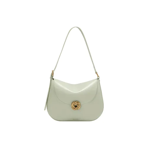 Simedin Cow Leather Saddle Bag Shoulder Bag Crossbody Bag Medium Size Women's Milk White/Bubble Green