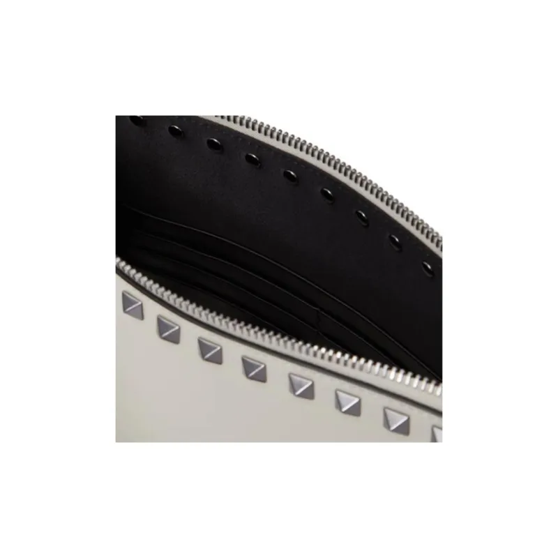 Valentino Rockstud Cow Leather Clutch Men's Opal Gray-6