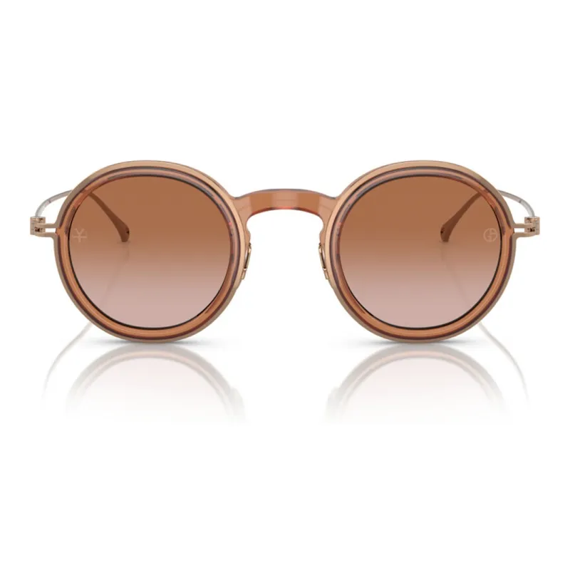 GIORGIO ARMANI Titanium Round Sunglasses Men's Brown-1