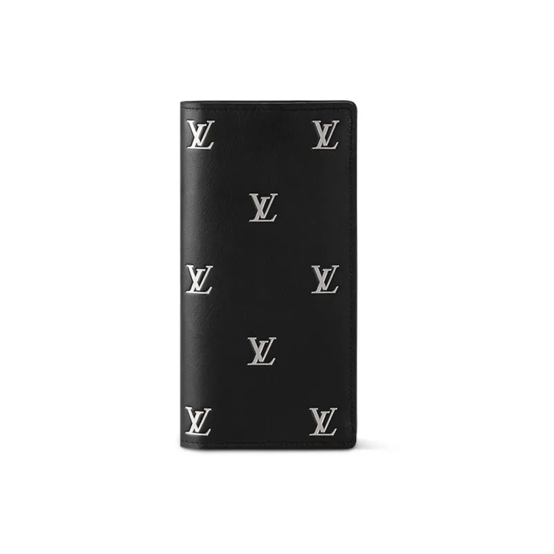 LOUIS VUITTON Leather Wallet Men's Black & Silver-0