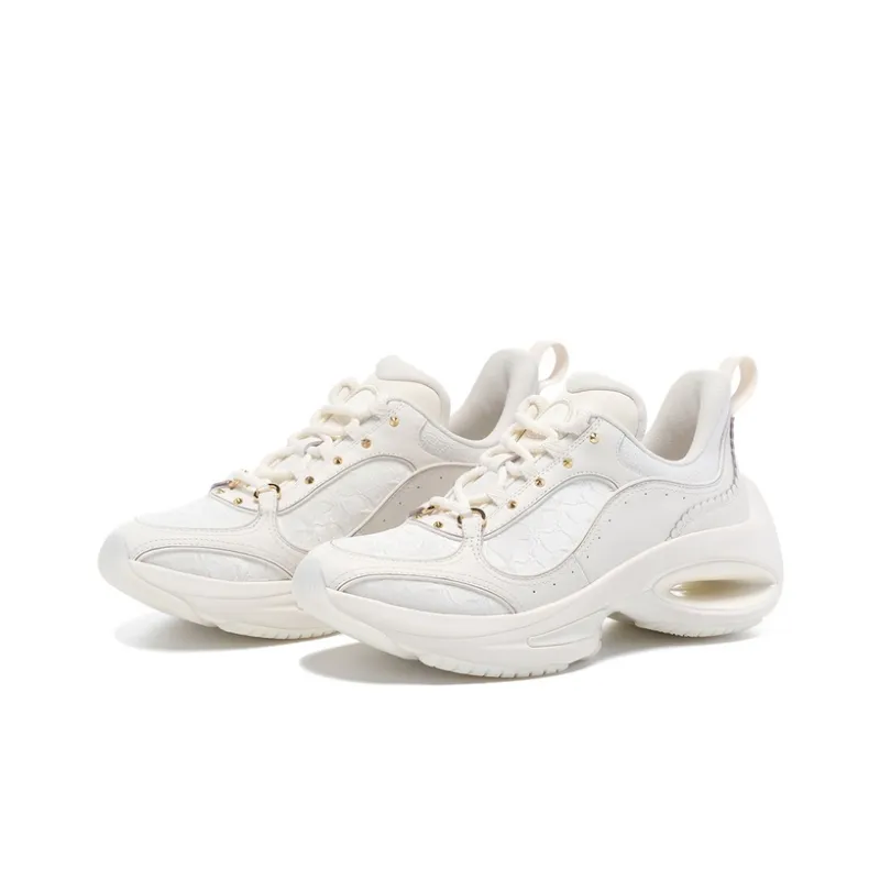 LI NING 1990 Heart Dance Cushioning, Wear Resistant Low Top Casual Shoes Women's Ecru-1