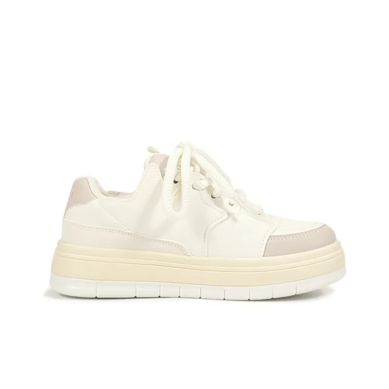Miss Zhang Cushioned Wear-Resistant Lightweight Height Increasing Low-Top Skateboard Shoes Women's Greige-1