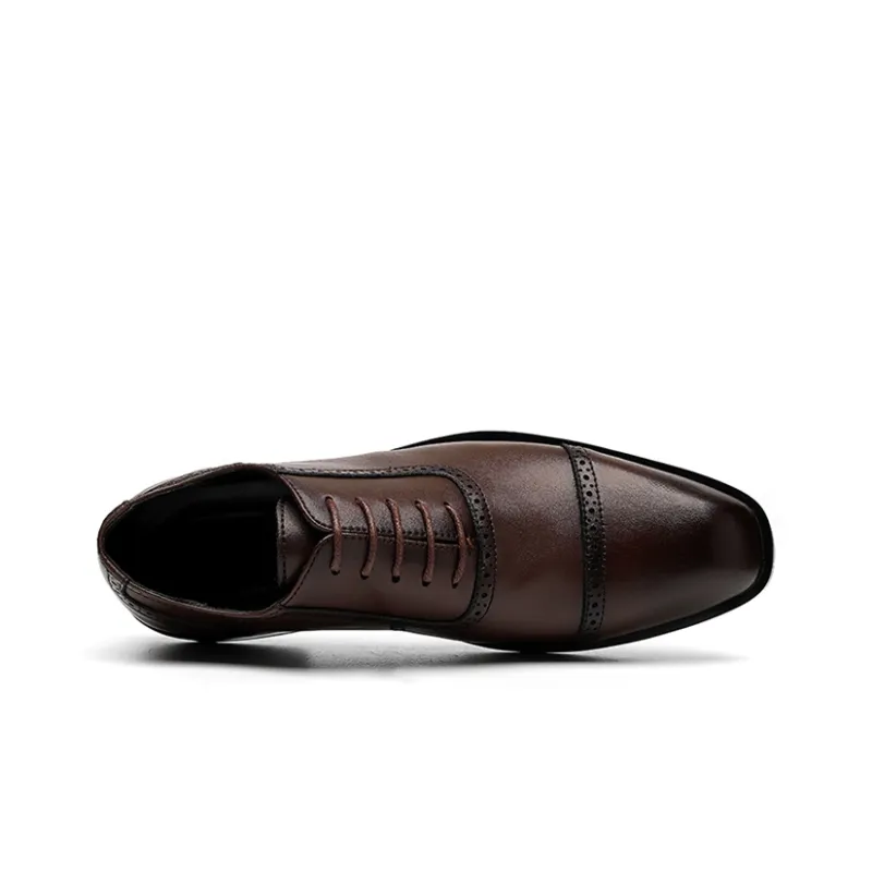 GZZ Dress Shoes Men Low Top Black/Brown-16