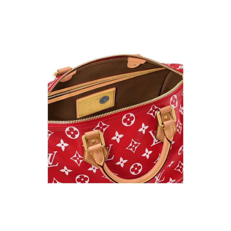 LOUIS VUITTON Speedy P9 Bandoulière 40 Monogram Leather Red-5