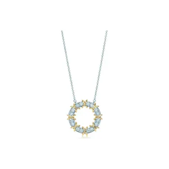 TIFFANY & CO. 18K Gold Platinum Diamond Necklaces Women's Silver