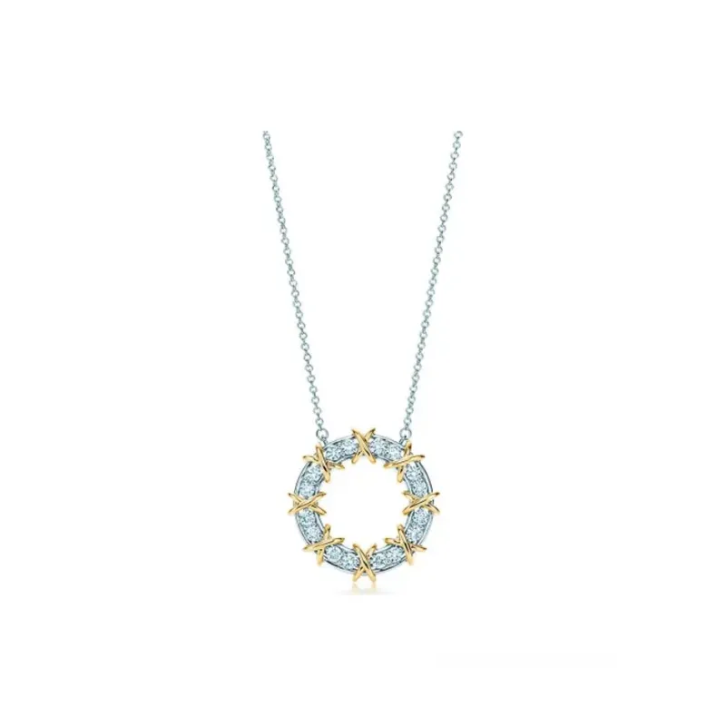 TIFFANY & CO. 18K Gold Platinum Diamond Necklaces Women's Silver-0