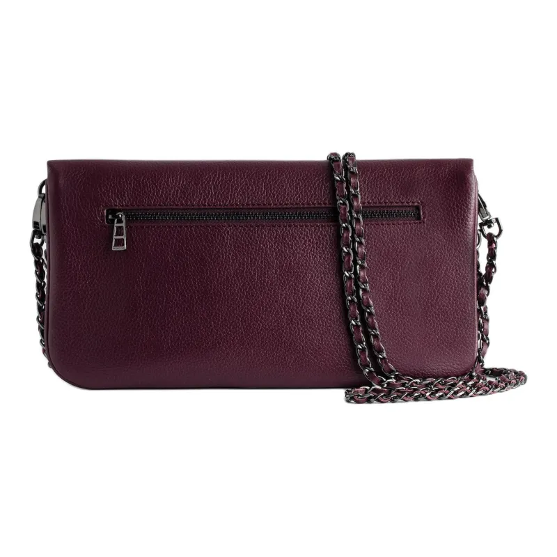 Zadig & Voltaire Cow Leather One Shoulder Crossbody Clutches Women's Burgundy-2