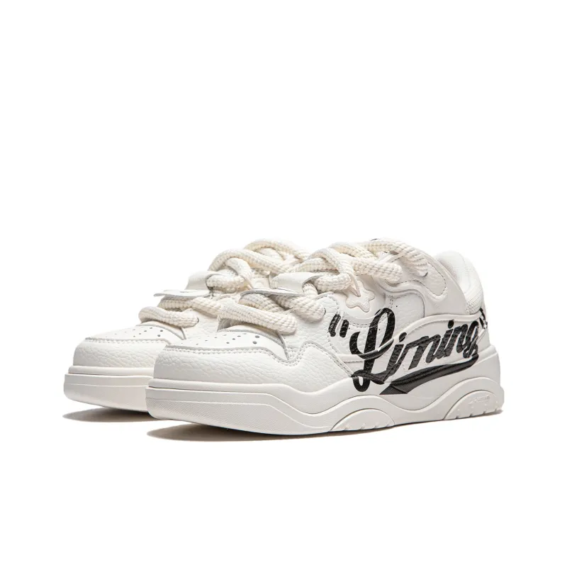 LiNing Zhi Cheng 2.0 Cushioning Breathable Height Increasing Low Top Skateboard Shoes Women's Mist White-2