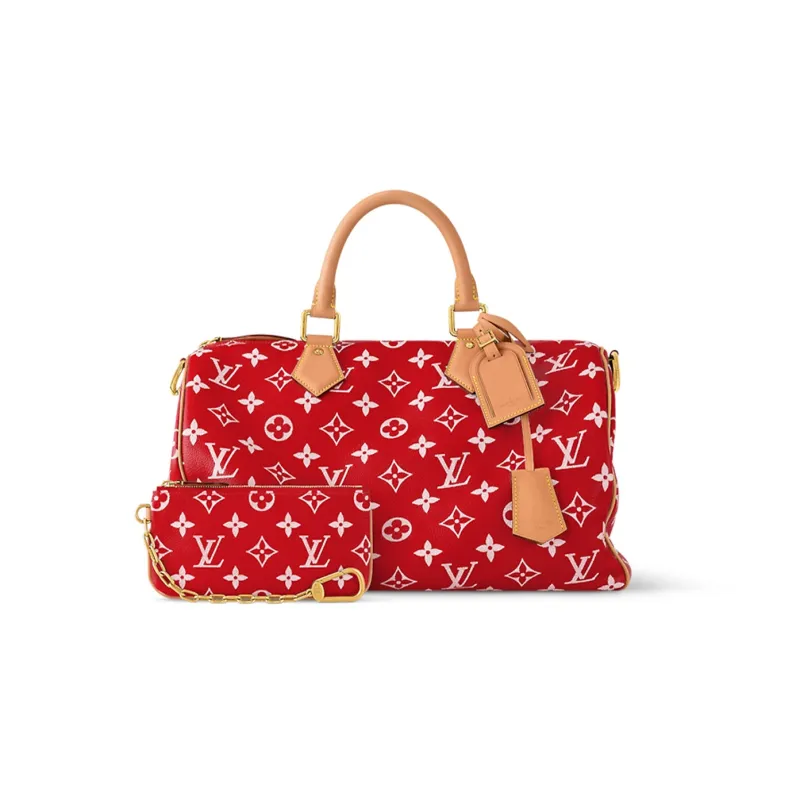 LOUIS VUITTON Speedy P9 Bandoulière 40 Monogram Leather Red-4