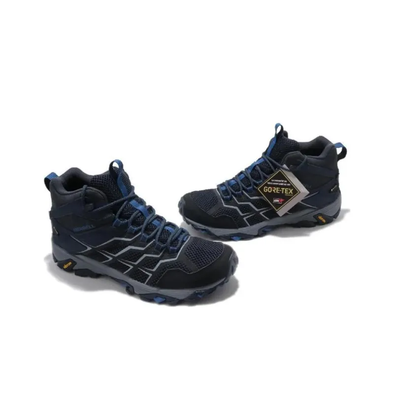 MERRELL Moab FST 2 MID GTX Durable Breathable Mid-Top Outdoor Shoes Men's Black Blue-2