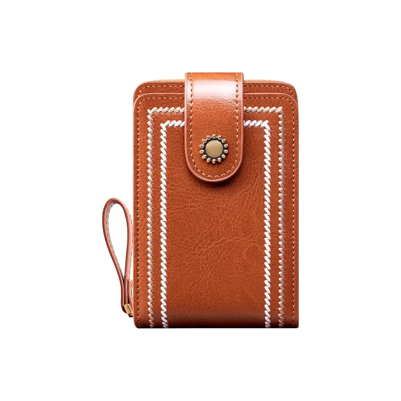 Banyanu Cow Leather Card Holder Regular Women's Jasper/Burgundy/Black/Peacock Blue/Brown/Antique Yellow-38