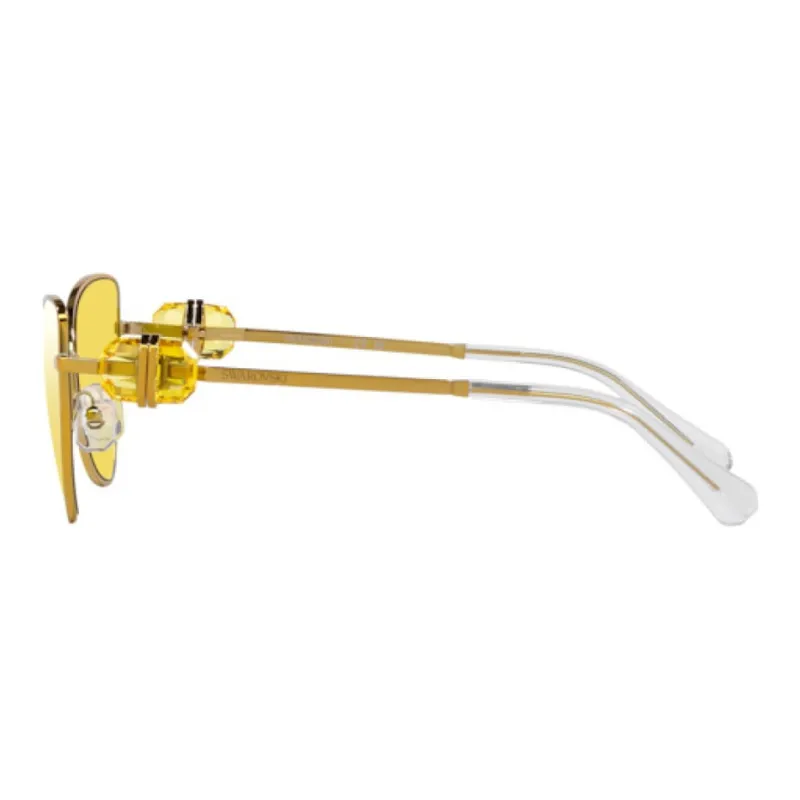 Swarovski Metal Irregular Shape Sunglasses Men's Gold-5