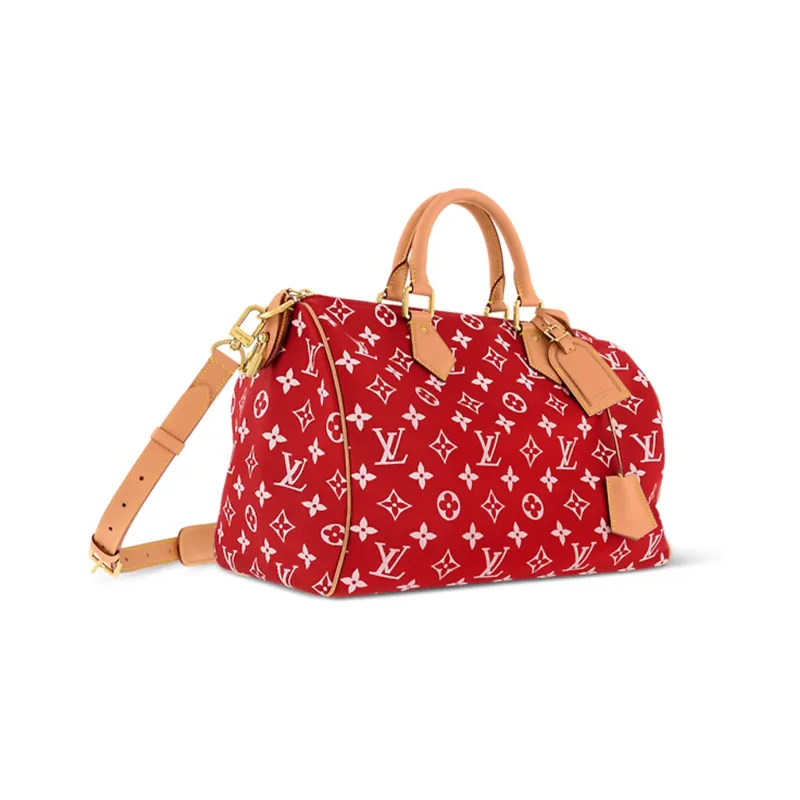 LOUIS VUITTON Speedy P9 Bandoulière 40 Monogram Leather Red-1