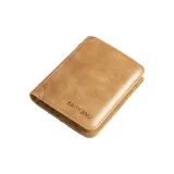 Khaki-Trifold Style (Vintage Top Layer Leather)-Anti-Skimming