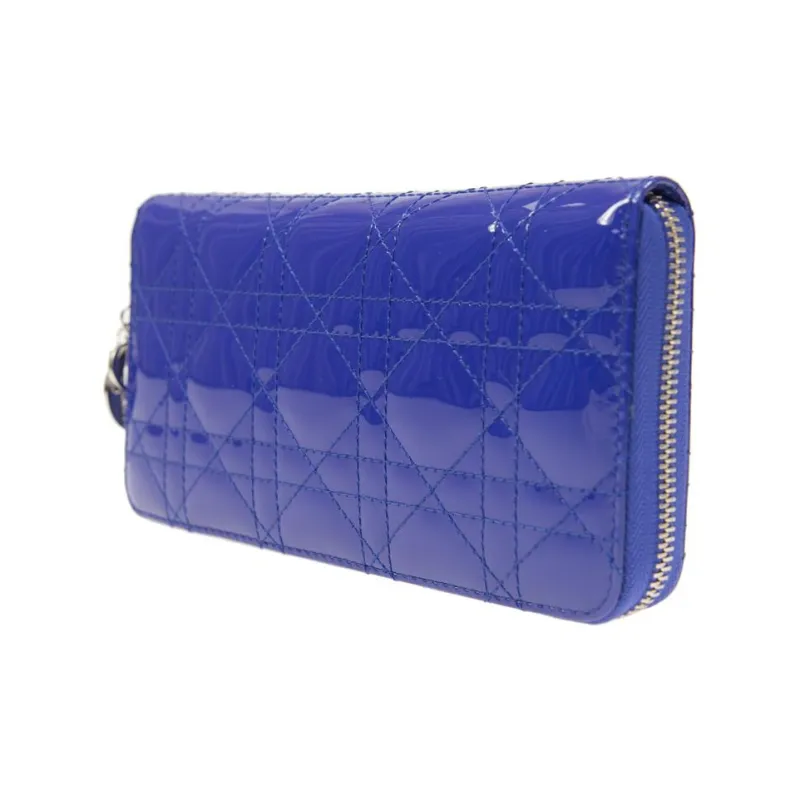 DIOR Patent Leather Wallet Women's Purple-1