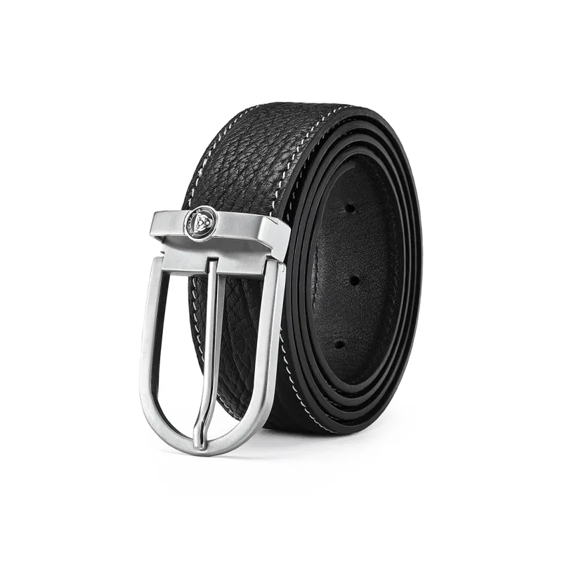 JAGUAR Fashion High Quality Wild Buffalo Leather Thimble Buckle Leather Belts Men's Width 3.4cm-2